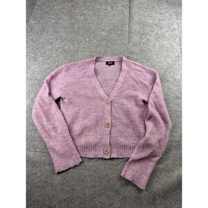 $188 Monrow Women's M Pink Wool-Blend Crop Cardigan Sweater Preppy Girly Artsy